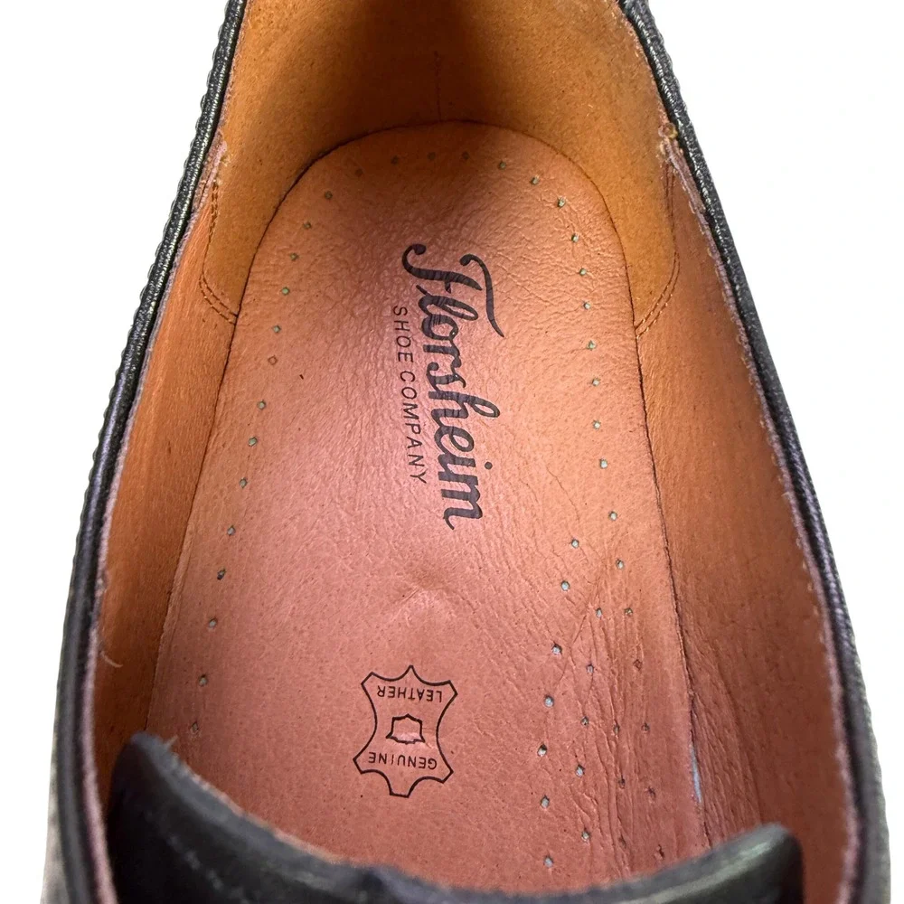 Florsheim Postino Oxford Plain Toe Bal Mens 10 D Black Leather Dress Shoes 15195